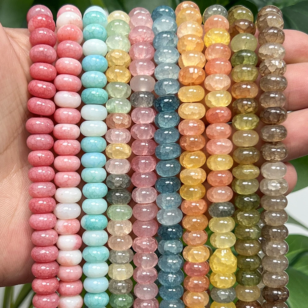 5x8mm Amazonit Rhodonit Schneegestreifte Kristallperlen Rondell Lose Abstandsperlen für Schmuckherstellung DIY Armband Halskette 15''