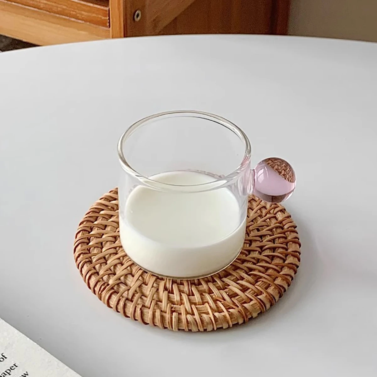 Description Picture 5 of item6pcs 100ml Espresso Cups Small Cups Home Glass Ball Handle Coffee Cup Tea Water Cup Saucer Steak Juice Bucket Table Decor