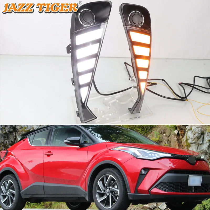 

JAZZ TIGER Dynamic Yellow Turn Signal Function 12V Car DRL Lamp LED Daytime Running Light For Toyota CHR C-HR 2020 2021