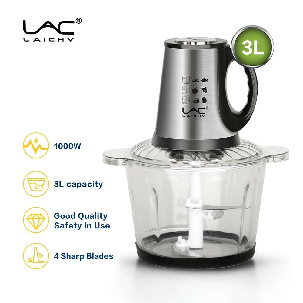 

Two Speed 3L Chopper Electric Food Processor Glass Bowl Blender Meat Grinder For Chopping Food, Vegetables, Onion and Garlic