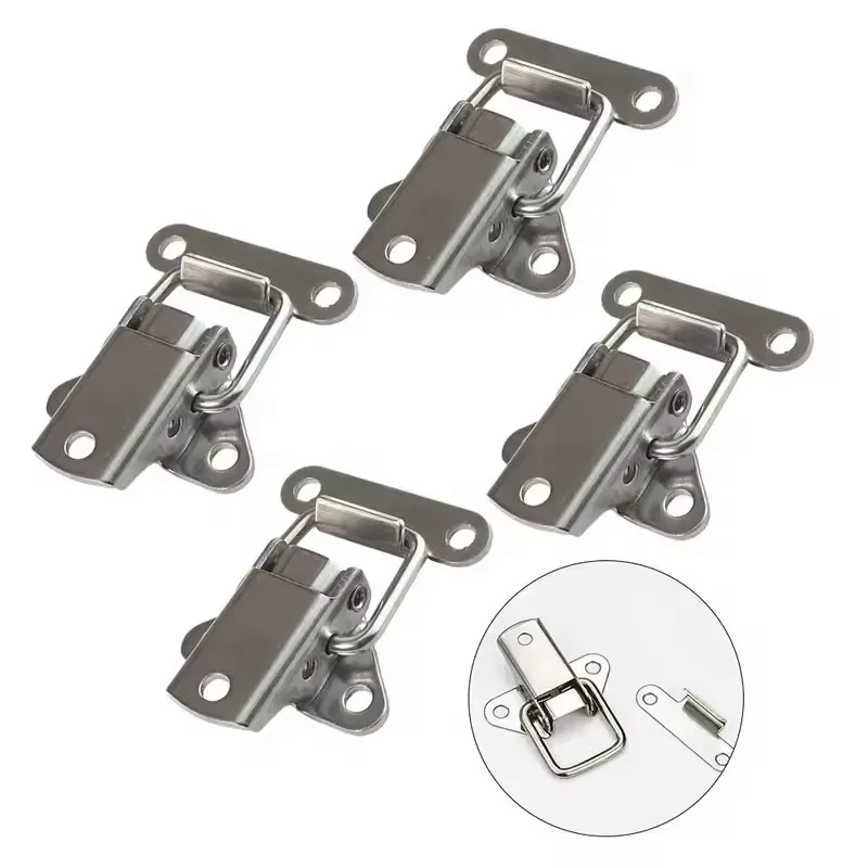 Stainless Steel Cabinet Latch Hasp Toolbox Toggle Latch Mini Clamps Box Clasp Buckle Trunk Catches 4Pcs toggle latches