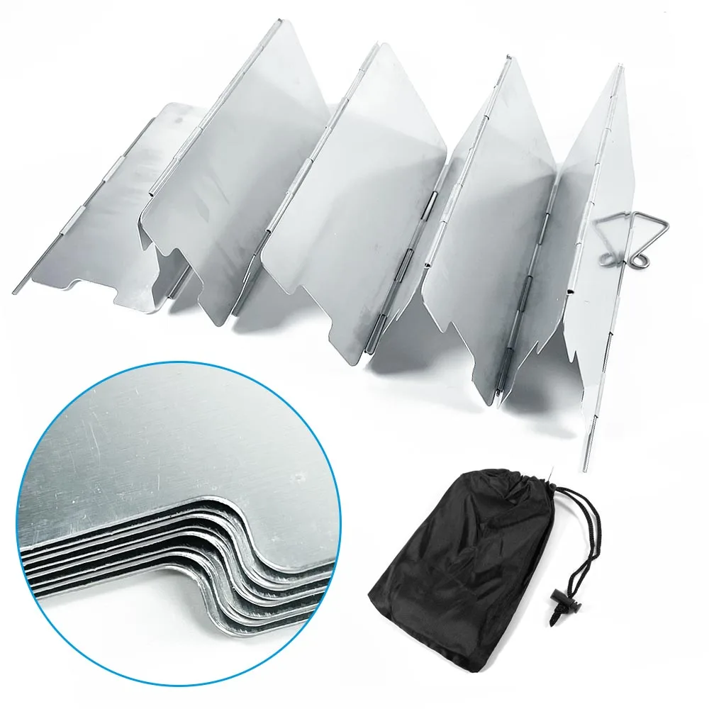 9 Plates Foldable Gas Stove Windshield Outdoor Camping Cooking Burner Windproof Screen Aluminium Alloy camping stove