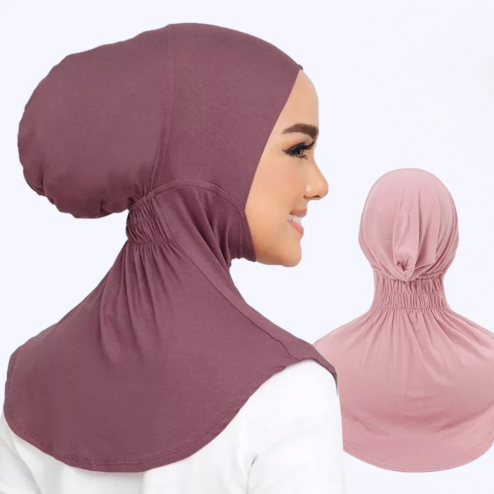 Hijabs Caps for Women Muslim Inner Caps with Collar Underscarf Head Cover Undercap Bonnet Scarf Hat Female Headwrap