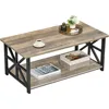 Farmhouse Style Center with Storage Shelf 39 Inch Space Saving Easy Assembly Gray Wash, Café Tables 1
