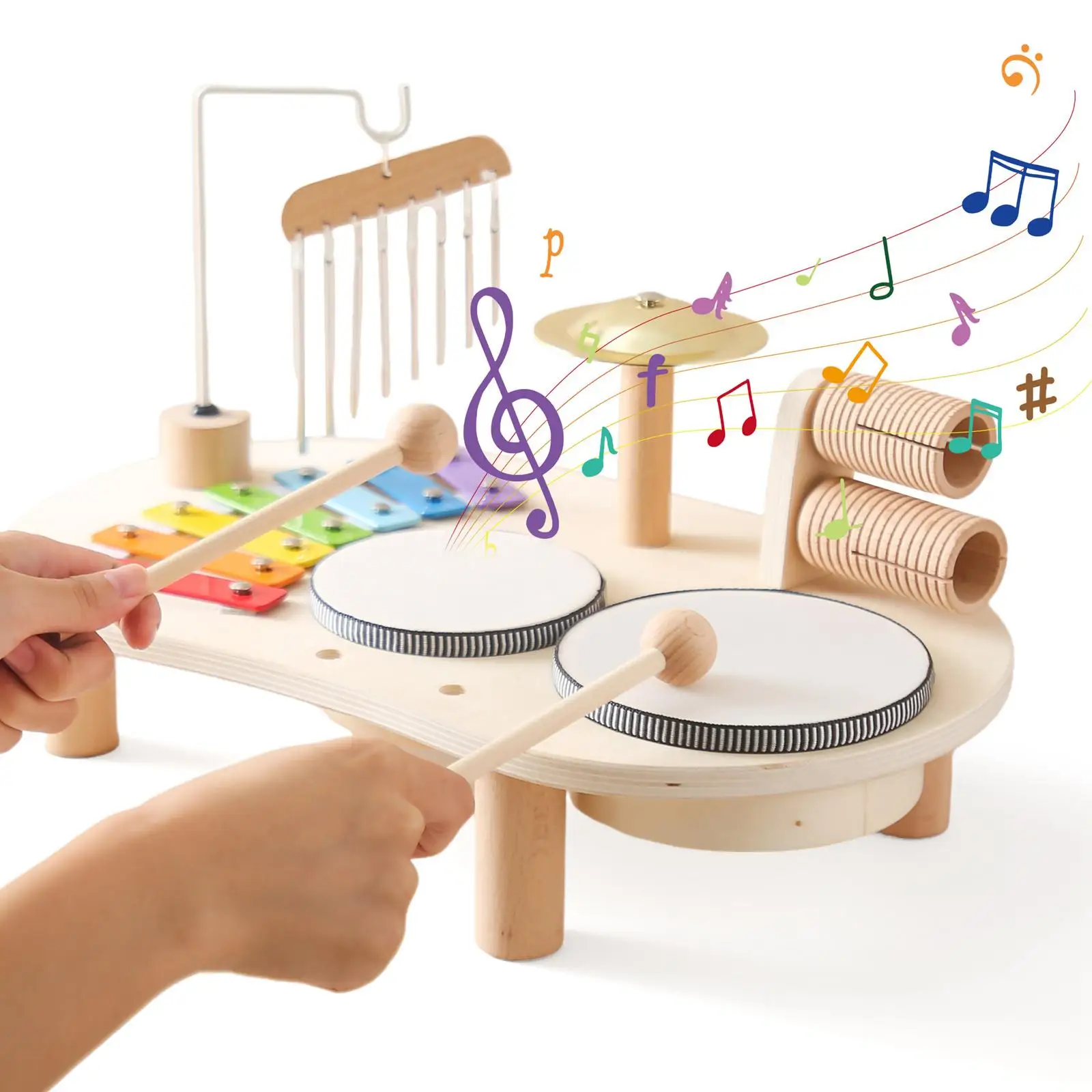 

Xylophone Drum Set Musical Instrument Toy Wooden Percussion for Boy Girl Ages 3 4 5 6 Years Old Kids Toddlers Holiday Gifts