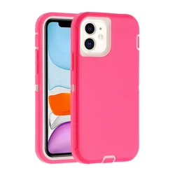 Triple Protection Heavy Duty Shockproof Phone Case - Original Hybrid Armor Cover - iPhone 15 (Pink White)