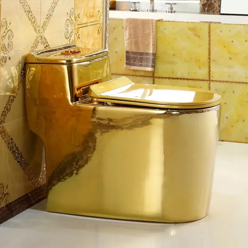European-style hotel clubhouse golden toilet