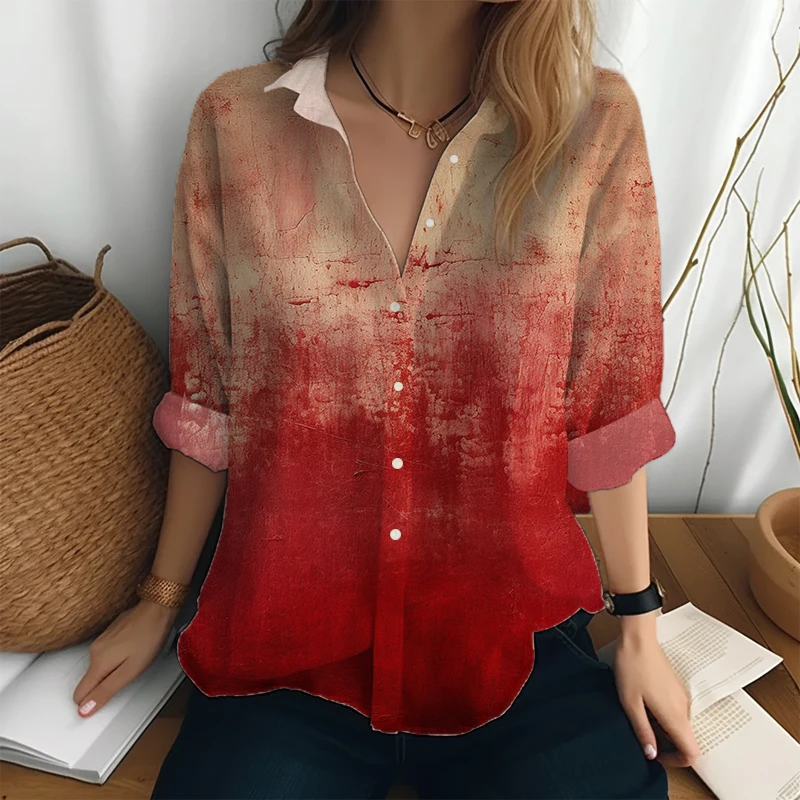 

Женская элегантная рубашка с отложным воротником, модная темпераментная новая рубашка с длинным рукавом, осенняя рубашка с персонализированным 3D принтом