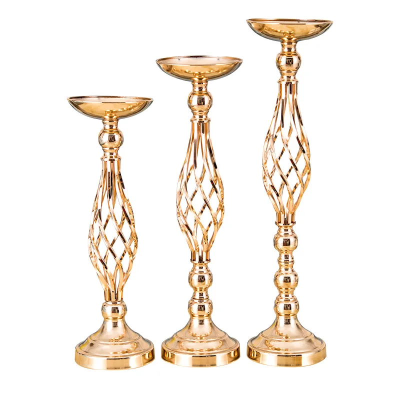 Table Candle Holder Decoration Golden Iron Art Vase Twisted Road Candlestick For Wedding Flowers Wedding Props candle holders