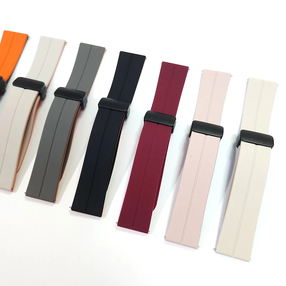 Magnetic Folding Buckle Silicone Sport Watch Strap - 22mm