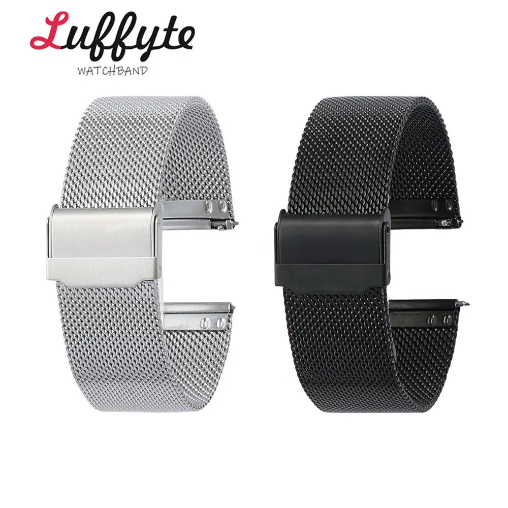 Men's Business Style Stainless Steel Mesh Watch Strap – Quick Release, Durable, Comfortable Wristband Replacement