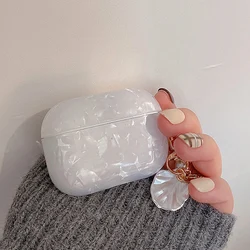 Dreamy Pearl Shell Soft Case with Keychain for Wireless Earphone Accessories (Snow)