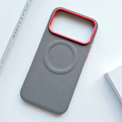 Leather Magnetic Phone Case with MagSafe Wireless Charging Compatibility - Shockproof Hard Back Cover - iPhone 17 Pro (Deep Gray)