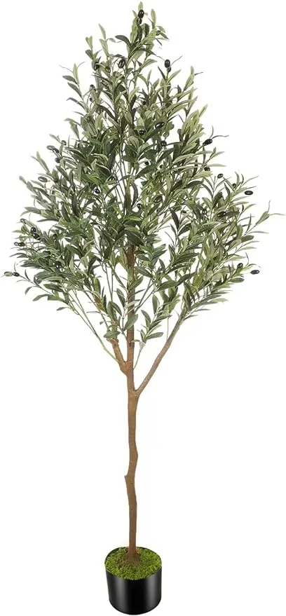 

5/6ft Artificial Olive Tree (60/72in) with Plastic Nursery Pot Faux Olive Silk Tree,Fruits Fake Plant for Office House Farmhouse