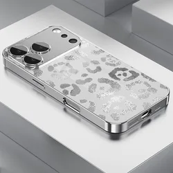 Electroplated Silver Grey Leopard Print Glass Phone Case - iPhone 12 (1)