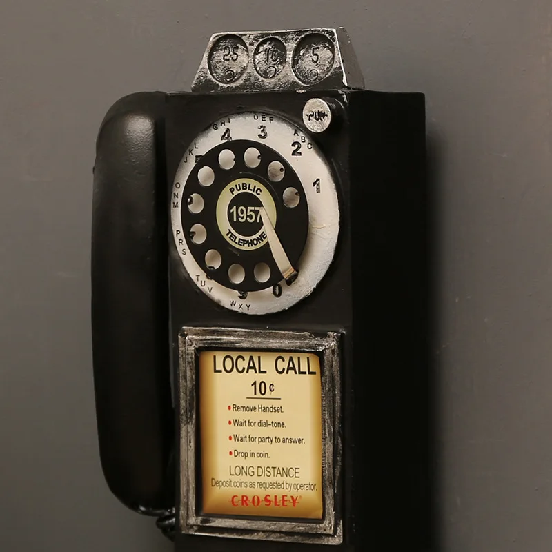 Retro Resin Telephone Set, Creative Wall Decoration for Vintage Enthusiasts