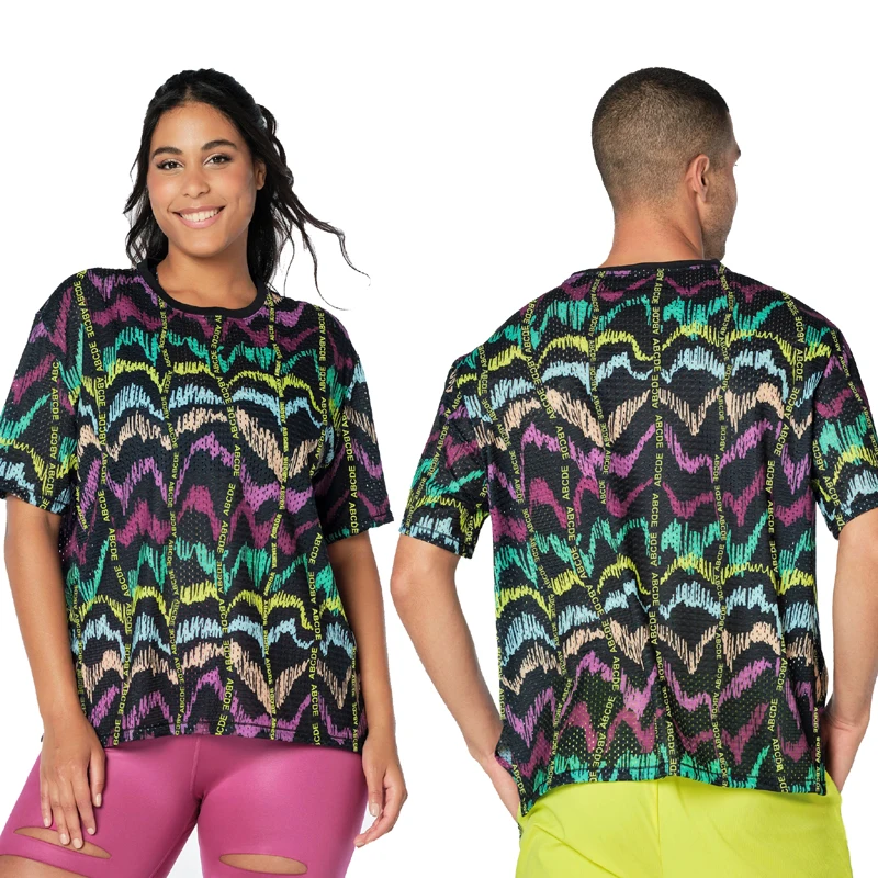 ABCDE 피트니스 레저 스포츠 댄스 코튼 반팔 티셔츠, 남녀 0457 