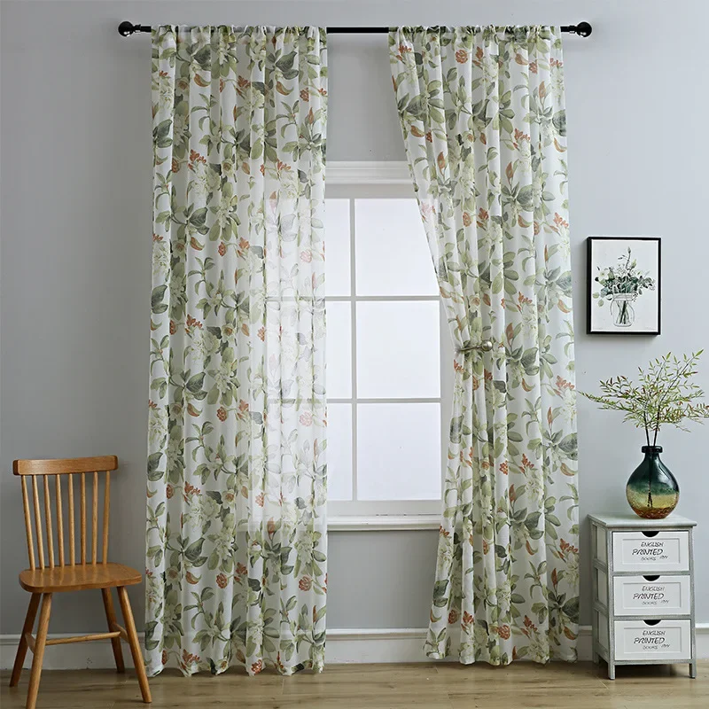

FF1016 American printed cotton and linen window screen small curtain semi-blackout curtain fabric