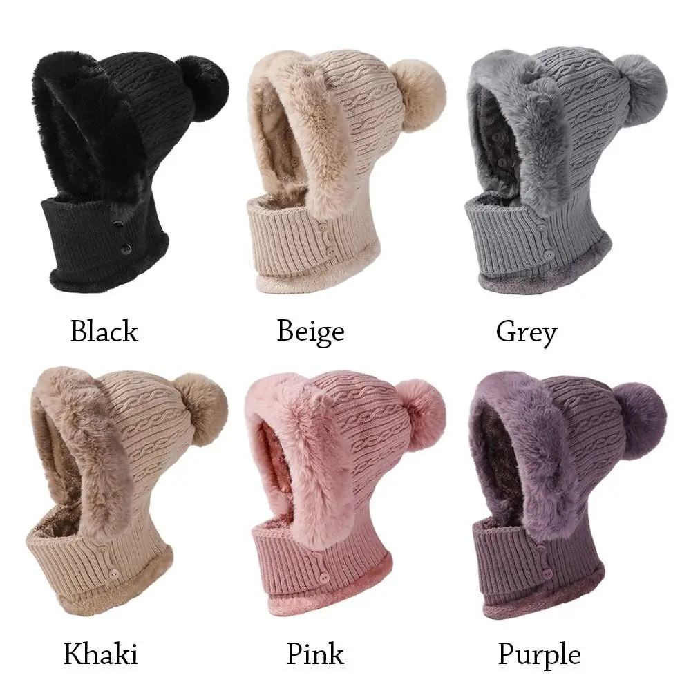 Solid Color Ski  Neck Warmer Beanie Cap Knitted Hat Face Cover