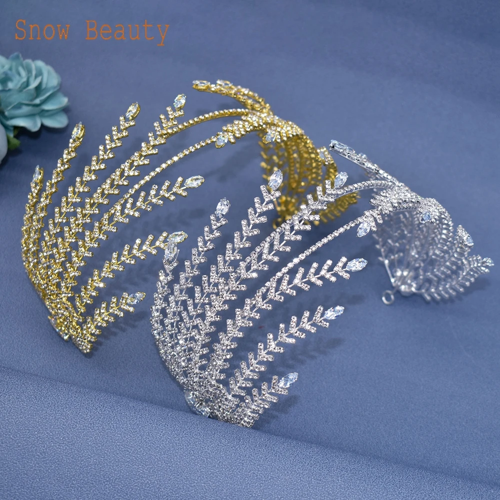 

A530 Silver Gold Wedding Rhinestone Zircon Hair Piece Crystal Hair Accessories for Brides and Bridesmaids Party Prom Tiara