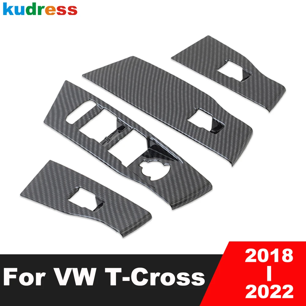 Car Window Lift Switch Button Trim Cover For Volkswagen VW T-Cross 2018 2019 2020 2021 2022 Caron Fiber Interior Accessories | Автомобили