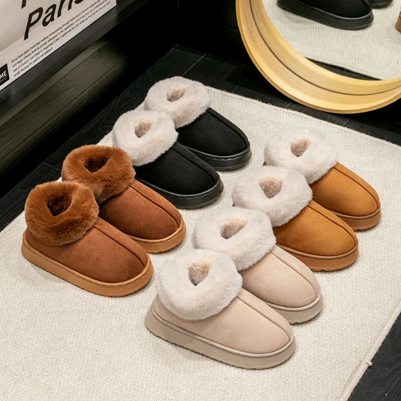 Men's High-Top Ultra-Soft Fleece Lined Winter Slip-On Slippers with Thick Memory Foam Sole