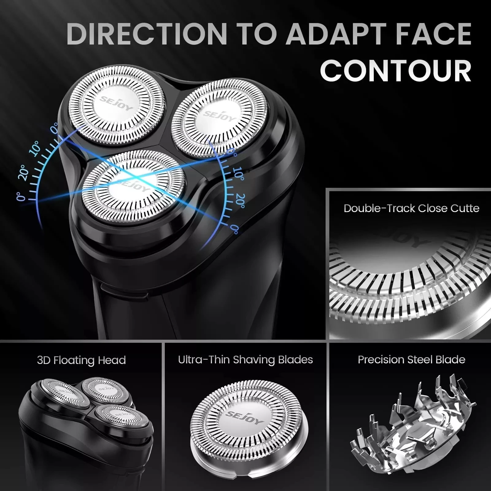 Sejoy Electric Razor Beard Shavers for Men 3D Cordless Rechargeable Triple Blades Shaver Electric Shaver for Men 5