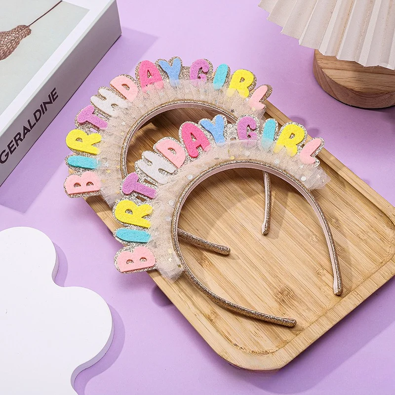 Creative Colorful Birthday Party Headdress Letters Handmade Christmas Hair Accessories For Kids