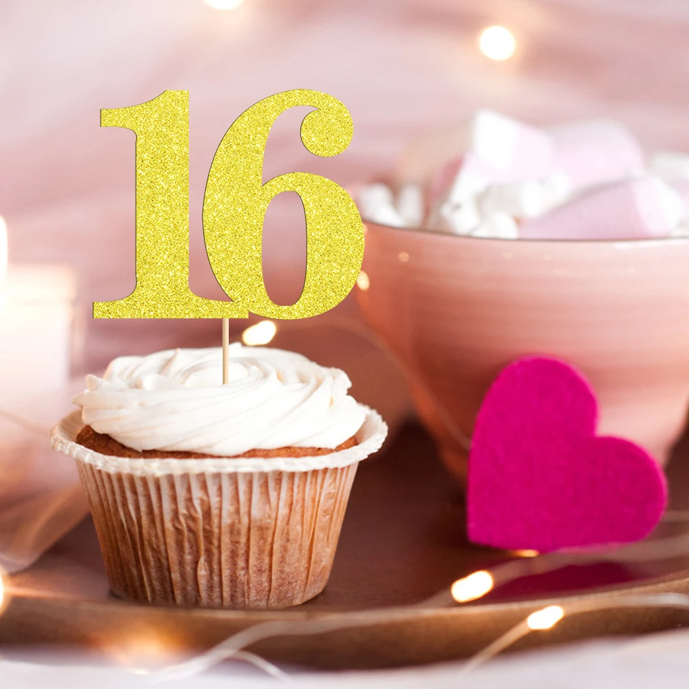 Description Picture 5 of item24pcs/set Golden Numbers Cake Decoration,18/21/30/40/50/60/70/80 Birthday Party Cake Topper Decoration Supplies
