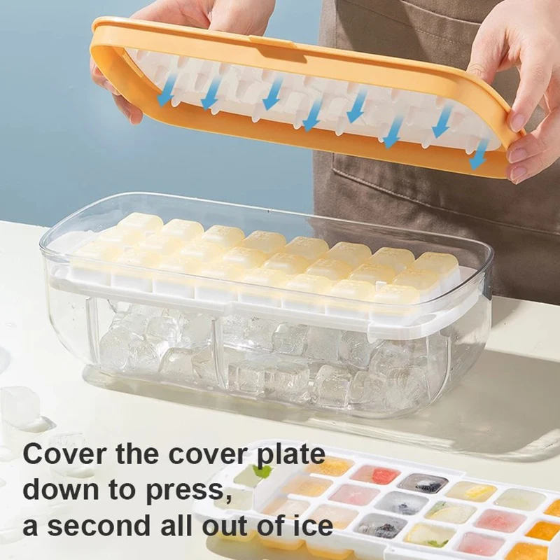 6-in-1 Ice Cube Maker Ice Cube Tray with Lid and Bin, Silicone Ice Trays  for Freezer,Ice Cube Molds Comes With Ice Contain