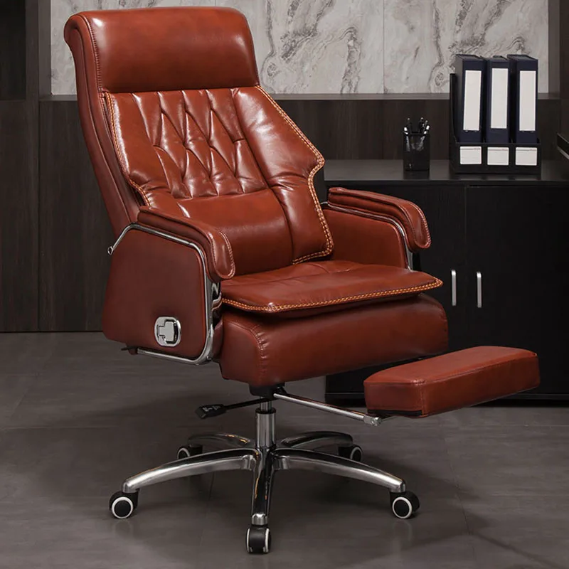 Footrest Full Body Office Chair Back Support Luxury Swivel Leather Office Chair Recliner Lazy Soft Sillas Office Desk Furniture