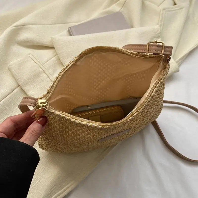 Sac De Plage Femme Tissé Rétro - Grande Capacité 35x35x67cm - Bandoulière - Neuf