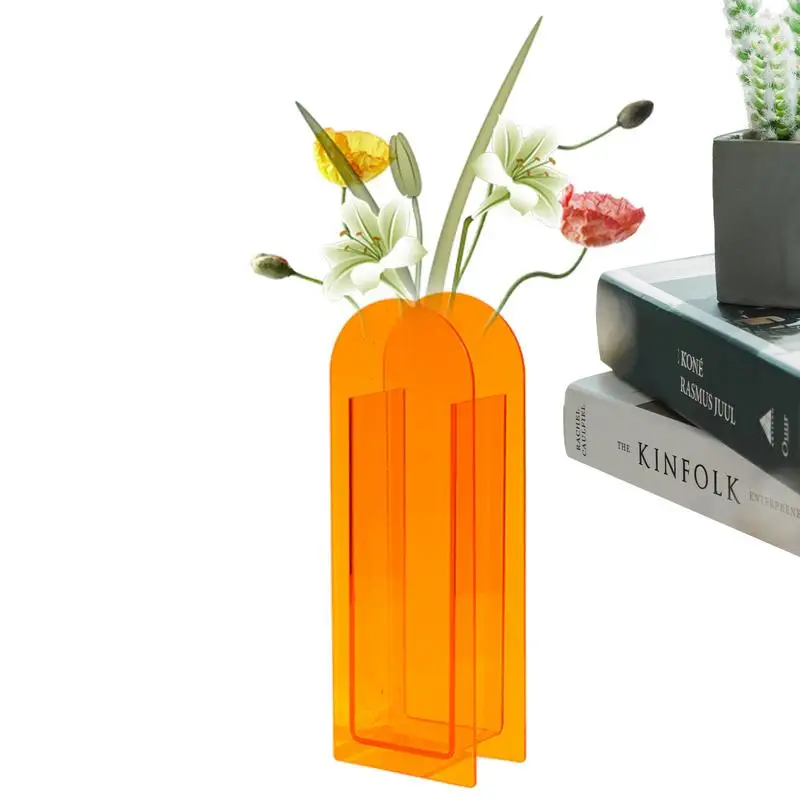 

Acrylic Vase Modern Rectangle Flower Bottle Vase Flower Arrangement Supplies Home Decoration For Living Room Wedding Bathroom