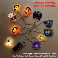 1PC Halloween 10/20 LED Battery Powered String Lights With Ghost Witch Cat Pumpkin Spider Web Skeleton Mummy Pirate Shape Indoor 3