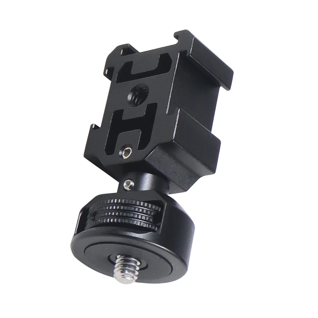 Triple Cold Shoe Mount mit 1/4" Gewinde für Nikon Canon DSLR Kamera Stativ Mikrofon Lichter Adapter für GoPro für DJI Mic 1/2 – Detail 16