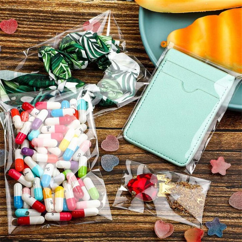 Self sealing transparent plastic bag jewelry self-adhesive packaging cellophane for cookies gifts and candy
