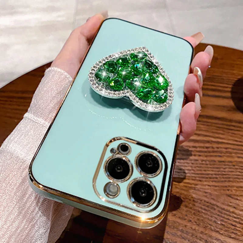 Plating Case For Samsung A34 A54 A53 A32 A33 A22 A13 4G 5G A12 A73 A25 A31 A21S A14 A52 Heart Diamond_voghion.com