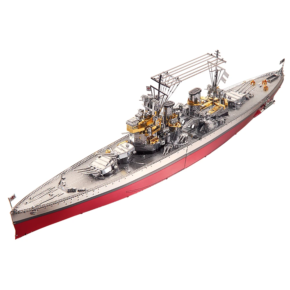 Piececool Puzzle 3D Metal Battleship Model Kits HMS Hood Richelieu Ship Model Jigsaw Toys for Teens Brain Teaser 4