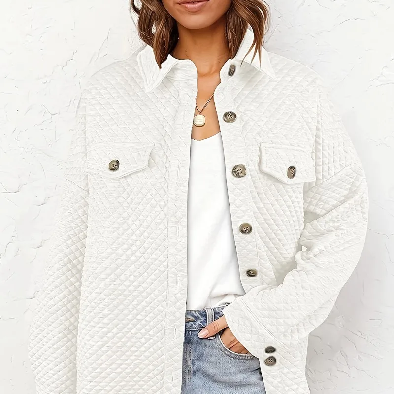 

Women's Autumn and Winter Polo Collar Long Sleeve Jacket Loose and Comfortable Versatile Popular Elegant Commuter Fashion Tops