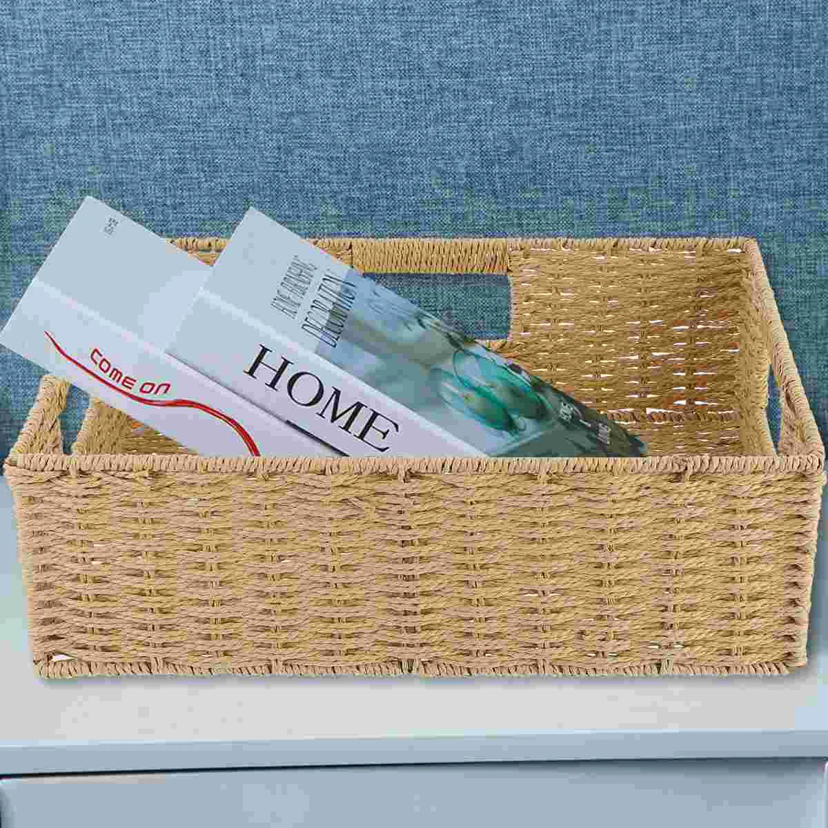 Rattan Weaving Hand Carry Storage Basket Laundry Container Desktop Basket Storage Bucket Home Storage Baskets ganization 4