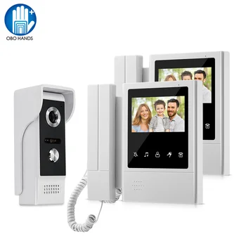 Wired 4.3 inch Video Doorbell Intercom System Handheld Door phone Monitor Waterproof Outdoor Camera Color 700TVL Night Vision