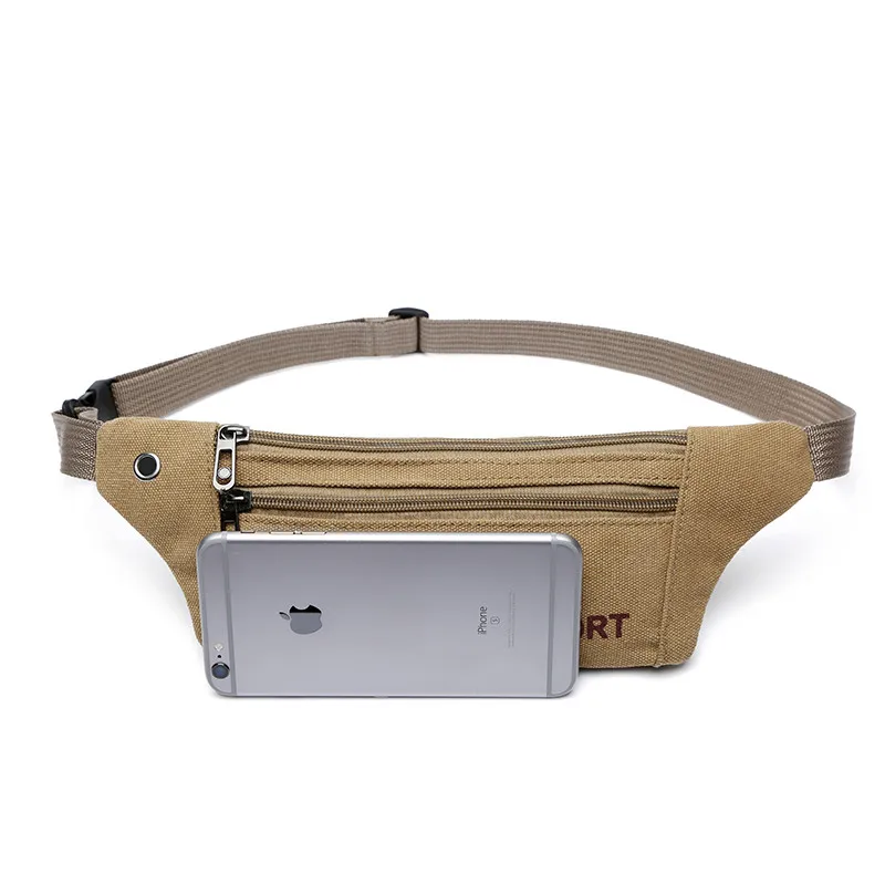Fashion Men Casual Durable Fanny Waist Pack Male Waist Bags Belt Canvas New Hip Bum Military Bag Pouch Three Zipper Pocket