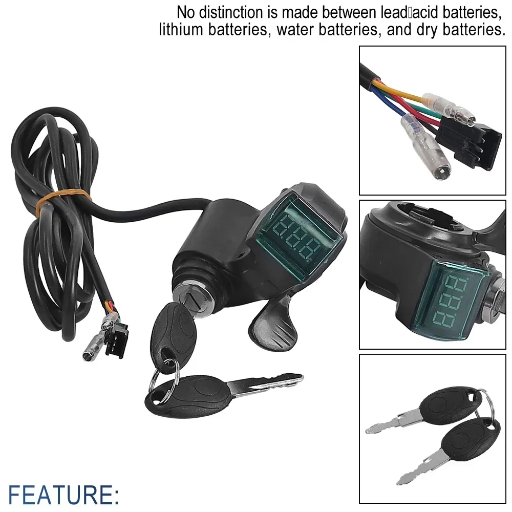 Description Picture 3 of itemLCD Display Switch Power With Key Lock For Electric Scooter Throttle Electric Bicycle Thumb Throttle Voltmeter Digital Voltage