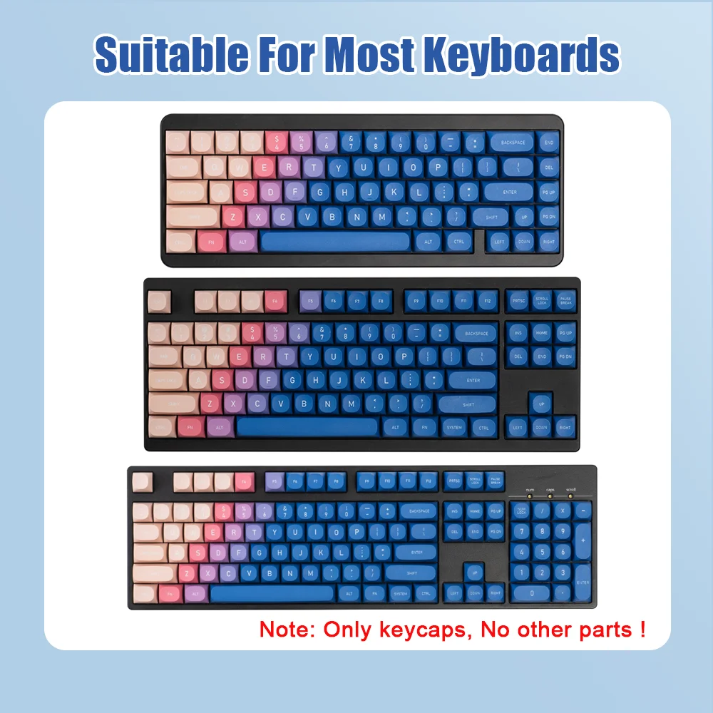 Keycaps de Teclado Mecânico Gradiente Keycaps Pbt 141 Teclas Rainbow Keycaps ma Perfil Gravação a Laser Tingido Keycaps - Imagem 5