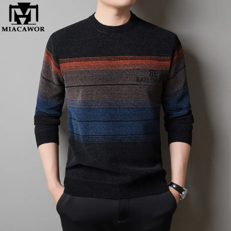 

New Brand Wool Sweaters Men Fleece Thick Warm Winter Pullovers O-Neck Slim Fit Korean Knitted Pull Homme Y568