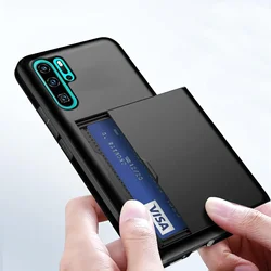 Premium Dual Layer Wallet Cover with Card Holder and Hybrid Shell - Huawei P30 Pro (Black)