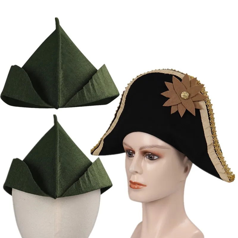 Adult Kids Wendy Pan Cosplay Hat Captain Hook Pirate Cap Halloween Fantasia Carnival Party Disguise Costume Accessories Headwear