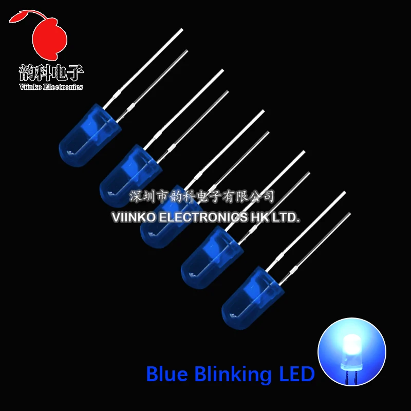 5 Piezas LED 3mm Blanco Frío Intermitente - Parpadeo Lento 1Hz, Ultra Brillante Para Proyectos Electrónicos