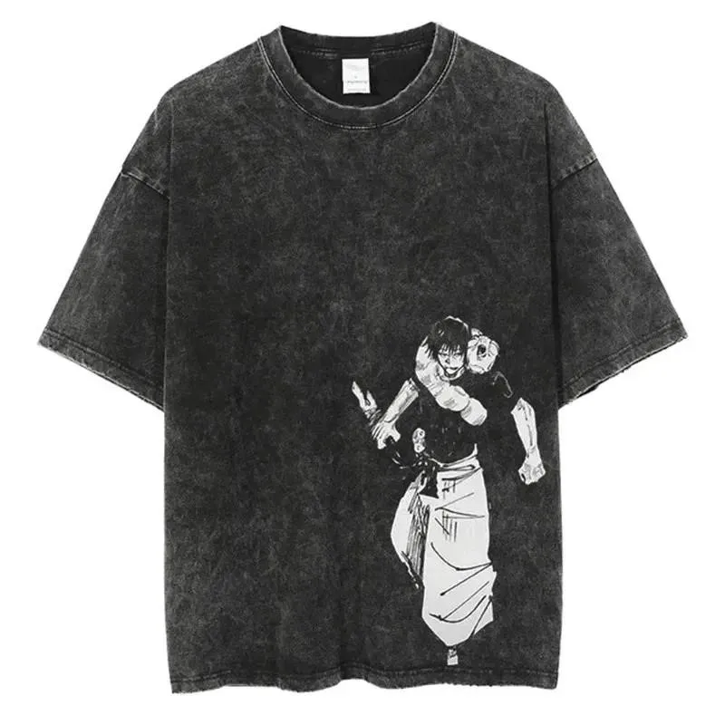Fushiguro Toji Printed Washed Cotton Harajuku T-Shirt - Casual Unisex Anime Tee