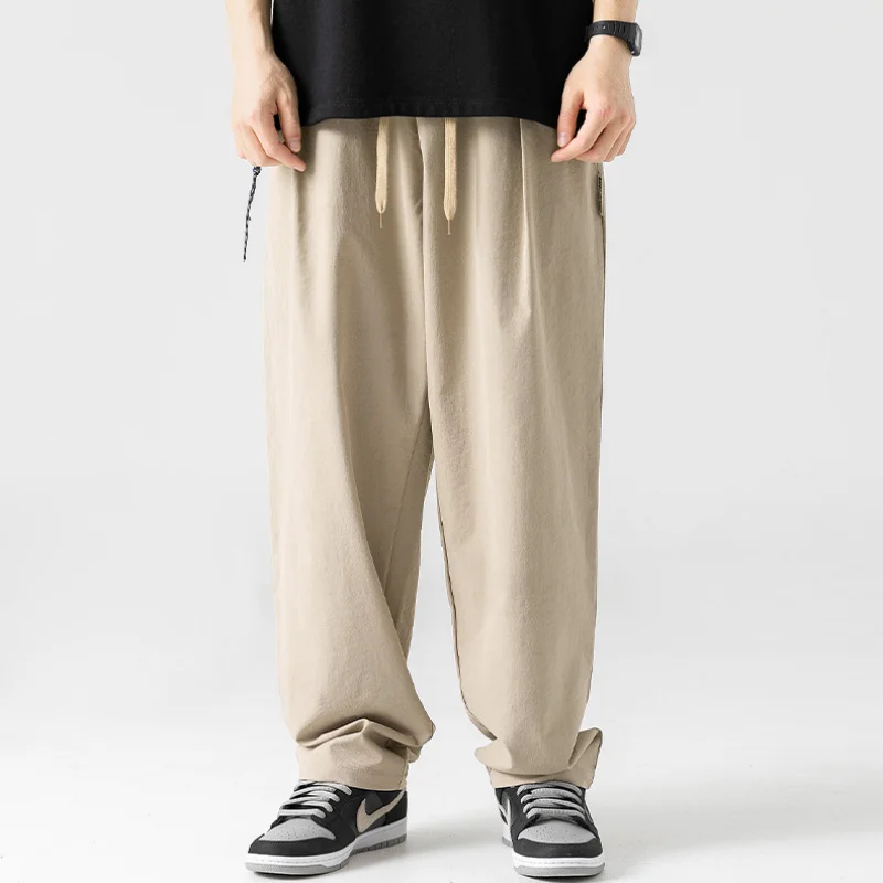 Autumn Spring AllSeason Casual Soft Solid Men's Cool Boys Button Loose All Match Suit Mountain Travel Sports Straight Pants
